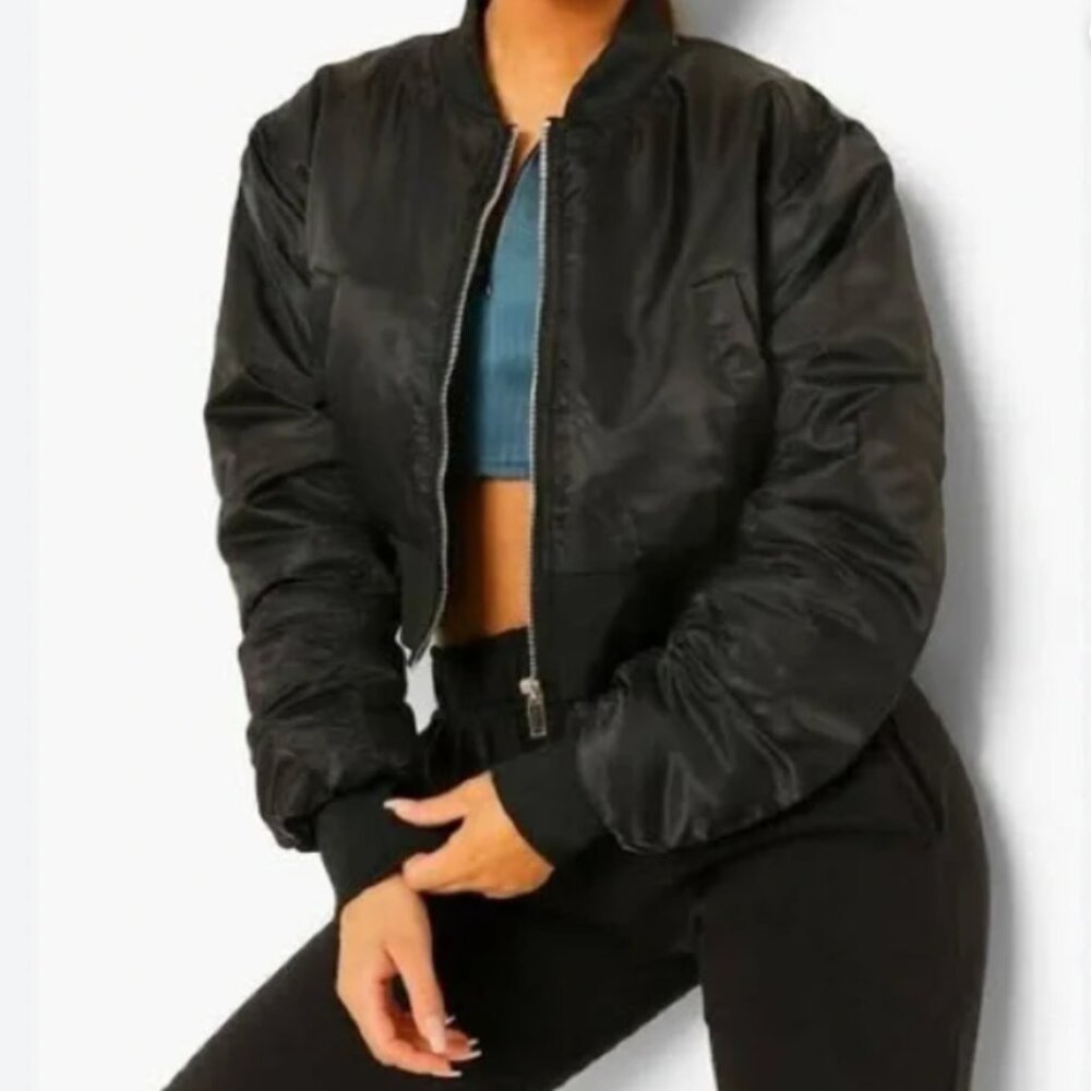 NWT Forever 21 women's black bomber jacket